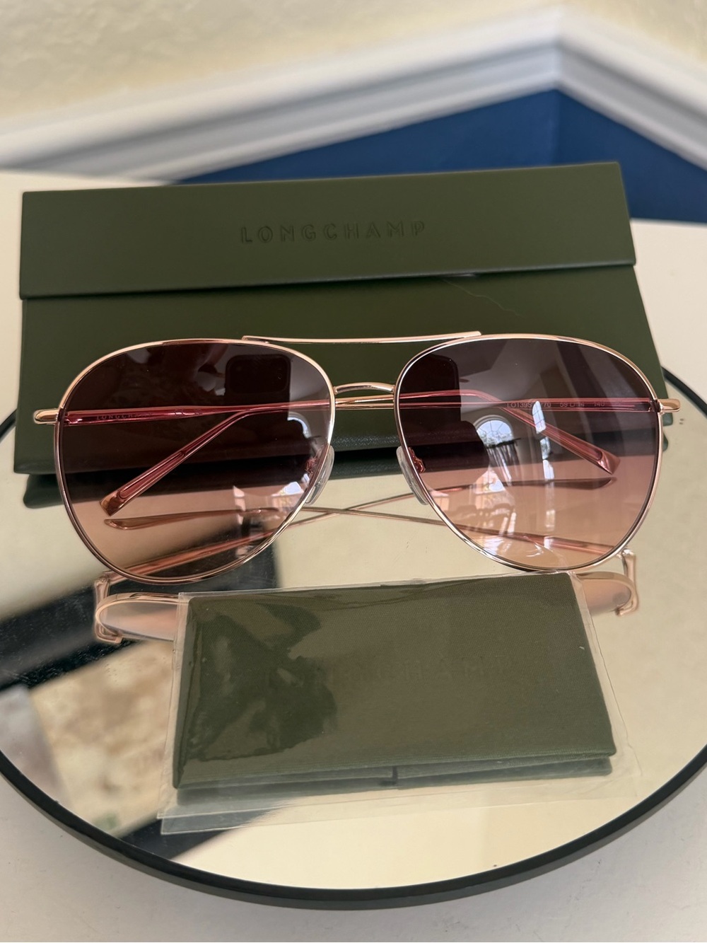 Longchamp Classic 59mm Gradient Aviator Sunglasses Brand new! Rose Gold